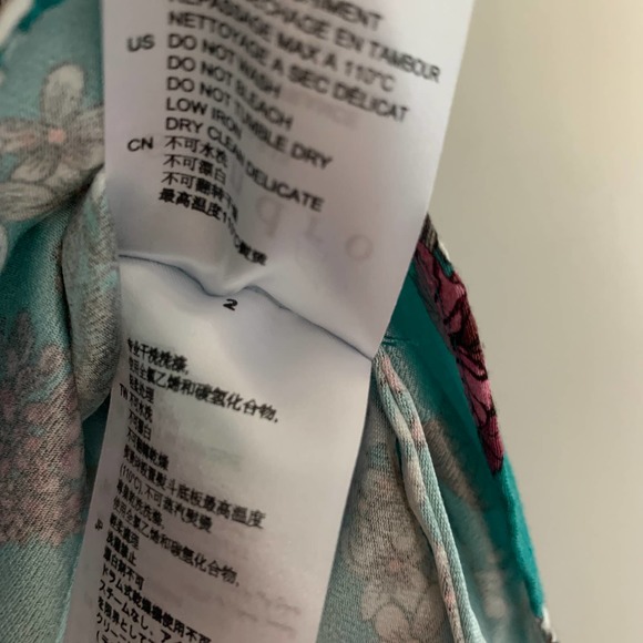 Sandro Teal Cold Shoulder Floral Print Blouse - Picture 11 of 11